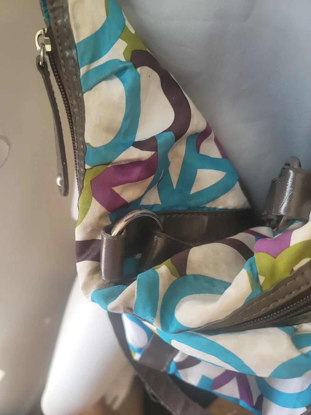 NY & Company Patterned Multicolor Tote Bag with Dark Trim